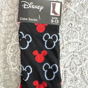 Disney Black Socks with Red and Blue Mickey Pattern